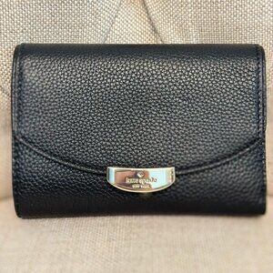 Kate Spade Black Callie Trifold Wallet Mulberry Street Leather Black Pre-Owned